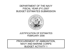 DEPARTMENT OF THE NAVY FISCAL YEAR (FY) 2007 BUDGET ESTIMATES SUBMISSION