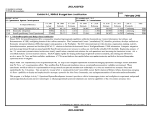 Exhibit R-2, RDT&amp;E Budget Item Justification February 2006 UNCLASSIFIED