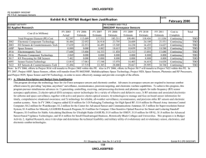 Exhibit R-2, RDT&amp;E Budget Item Justification February 2006 UNCLASSIFIED