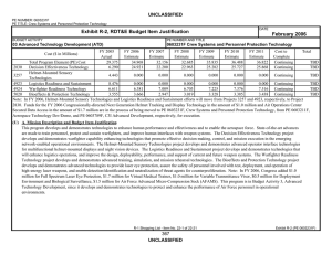 Exhibit R-2, RDT&amp;E Budget Item Justification February 2006 UNCLASSIFIED