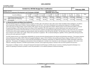 Exhibit R-2, RDT&amp;E Budget Item Justification February 2006 UNCLASSIFIED