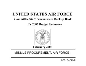 MISSILE PROCUREMENT, AIR FORCE Committee Staff Procurement Backup Book