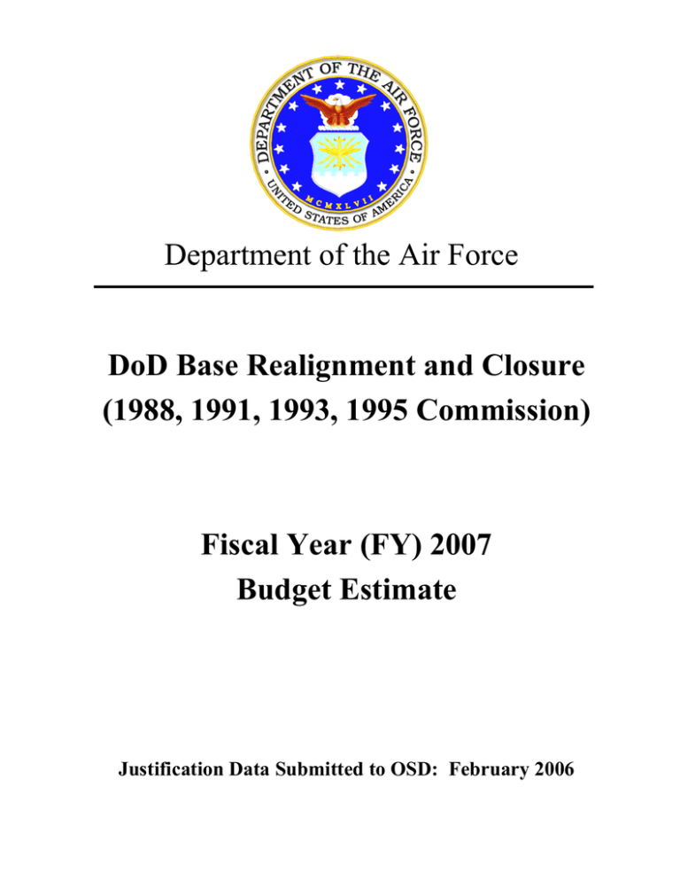 Department of the Air Force DoD Base Realignment and Closure