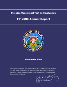 FY 2008 Annual Report Director, Operational Test and Evaluation December 2008