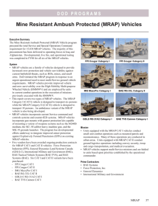 Mine Resistant Ambush Protected (MRAP) Vehicles
