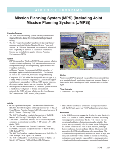 Mission Planning System (MPS) (including Joint Mission Planning Systems (JMPS))