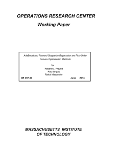 OPERATIONS RESEARCH CENTER Working Paper MASSACHUSETTS  INSTITUTE OF TECHNOLOGY