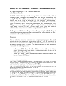 Updating the Child Nutrition Act – A Chance to Create... By Andrew S. Pikoff, J.D., LL.M. Candidate (Health Law)