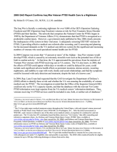2006 GAO Report Confirms Iraq War Veteran PTSD Health Care...  By Helen D. O’Conor, J.D., M.P.H., L.L.M. candidate