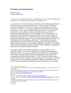 Civil Rights and Health Disparities  Ronald L. Scott