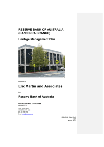 Eric Martin and Associates RESERVE BANK OF AUSTRALIA (CANBERRA BRANCH) Heritage Management Plan