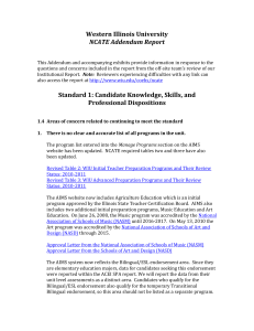 Western Illinois University  NCATE Addendum Report