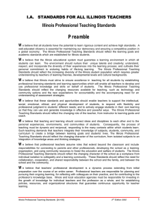 Preamble Illinois Professional Teaching Standards W