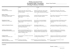Writing Assessment Form (Freshman Folder Assessment)  (Writing Proficiency Portfolio)