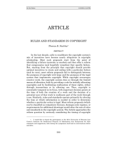 ARTICLE RULES AND STANDARDS IN COPYRIGHT