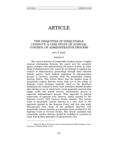 ARTICLE THE INEQUITIES OF INEQUITABLE CONDUCT: A CASE STUDY OF JUDICIAL