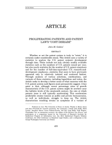 ARTICLE PROLIFERATING PATENTS AND PATENT LAW’S “COST DISEASE”