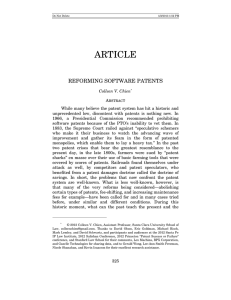 ARTICLE REFORMING SOFTWARE PATENTS