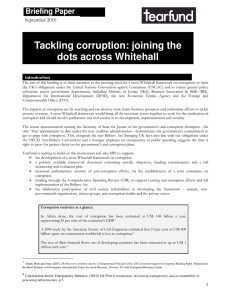 Tackling corruption: joining the dots across Whitehall Briefing Paper September 2010