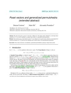 Poset vectors and generalized permutohedra (extended abstract) Dorian Croitoru Suho Oh