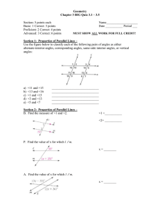Geometry Chapter 3 BIG Quiz 3.1 – 3.5  Section: 5 points each
