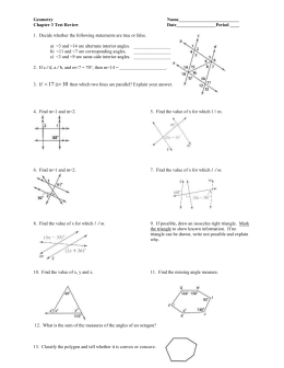 Unit 3 – Parallel Lines and Pre-AP Geometry – Schwarz