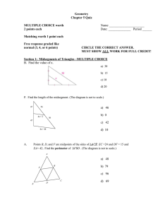 Geometry Chapter 5 Quiz MULTIPLE CHOICE worth