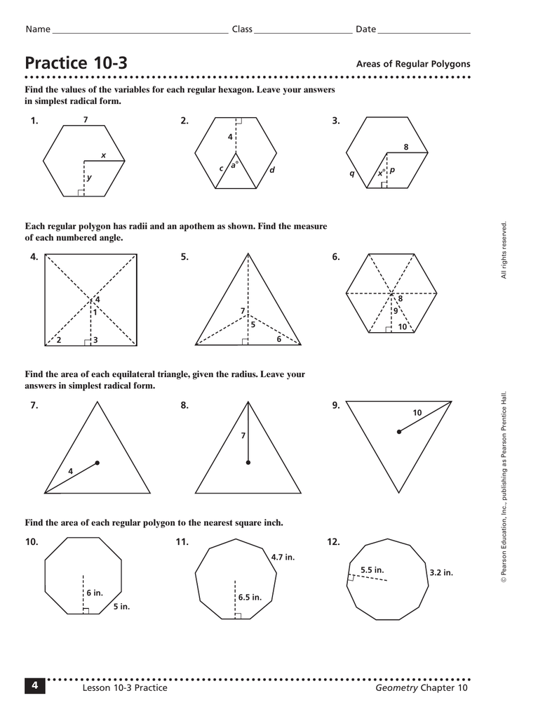 Practice 25-25 With Regard To Area Of Regular Polygons Worksheet
