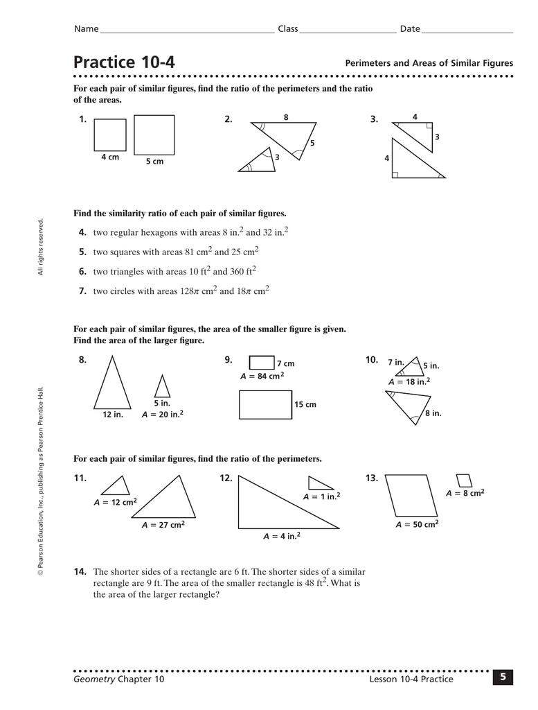 Similar Figures Worksheet Answer Key