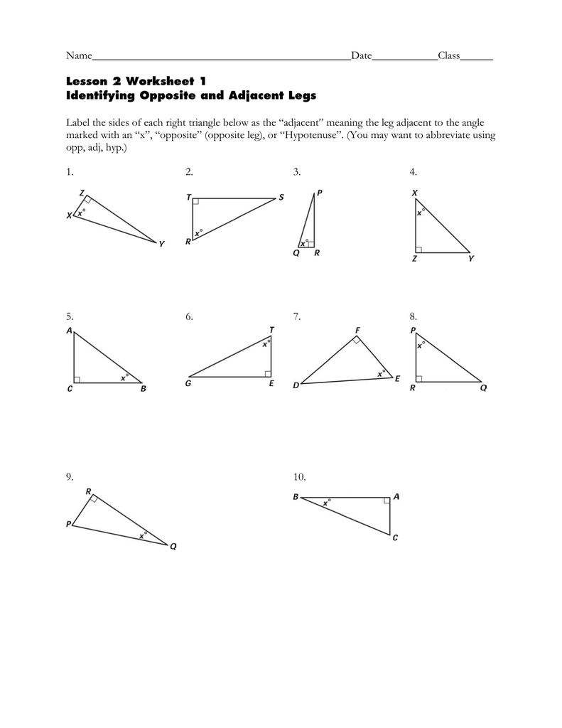 Name_____________________ Intended For Right Triangle Trig Worksheet Answers