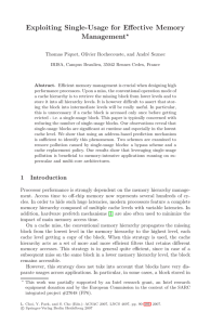 Exploiting Single-Usage for Eﬀective Memory Management  Thomas Piquet, Olivier Rochecouste, and Andr´