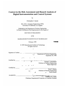 Context in  the Risk Assessment  and Hazard Analysis ... Digital Instrumentation and Control Systems