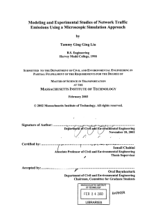 Modeling  and Experimental  Studies  of Network ... Emissions  Using a Microscopic  Simulation  Approach