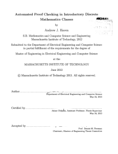 Automated  Proof Checking  in Introductory Discrete Mathematics  Classes J. ARCM
