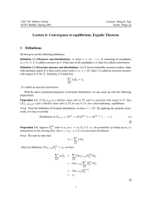 Lecture 6: Convergence to equilibrium, Ergodic Theorem 1 Definitions