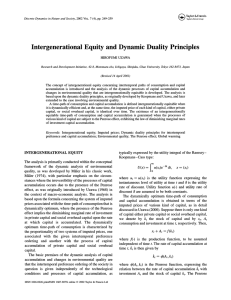Intergenerational Equity Dynamic Duality and