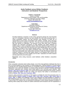 Audio Feedback versus Written Feedback: Instructors' and Students' Perspectives