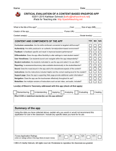 ! CRITICAL EVALUATION OF A CONTENT-BASED IPAD/IPOD APP Name: Date:____________