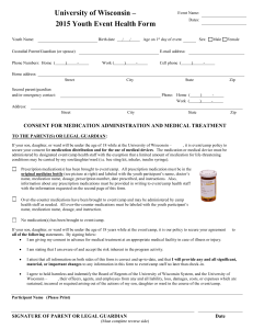 University of Wisconsin – 2015 Youth Event Health Form