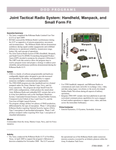 Joint Tactical Radio System: Handheld, Manpack, and Small Form Fit