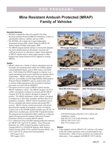 Mine Resistant Ambush Protected (MRAP) Family of Vehicles