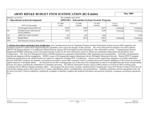 ARMY RDT&amp;E BUDGET ITEM JUSTIFICATION (R2 Exhibit) May 2009