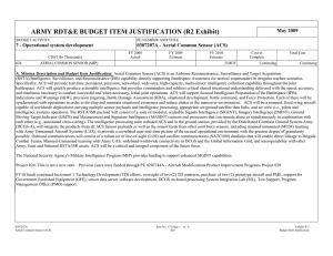 ARMY RDT&amp;E BUDGET ITEM JUSTIFICATION (R2 Exhibit) May 2009