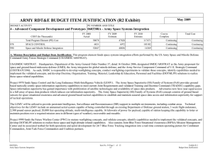 ARMY RDT&amp;E BUDGET ITEM JUSTIFICATION (R2 Exhibit) May 2009