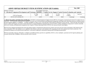 ARMY RDT&amp;E BUDGET ITEM JUSTIFICATION (R2 Exhibit)