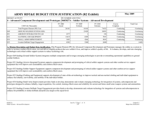 ARMY RDT&amp;E BUDGET ITEM JUSTIFICATION (R2 Exhibit)