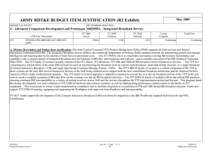 ARMY RDT&amp;E BUDGET ITEM JUSTIFICATION (R2 Exhibit) May 2009