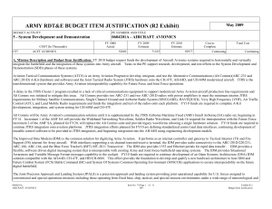 ARMY RDT&amp;E BUDGET ITEM JUSTIFICATION (R2 Exhibit) May 2009