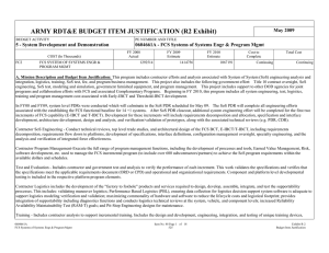 ARMY RDT&amp;E BUDGET ITEM JUSTIFICATION (R2 Exhibit)