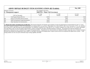 ARMY RDT&amp;E BUDGET ITEM JUSTIFICATION (R2 Exhibit) May 2009